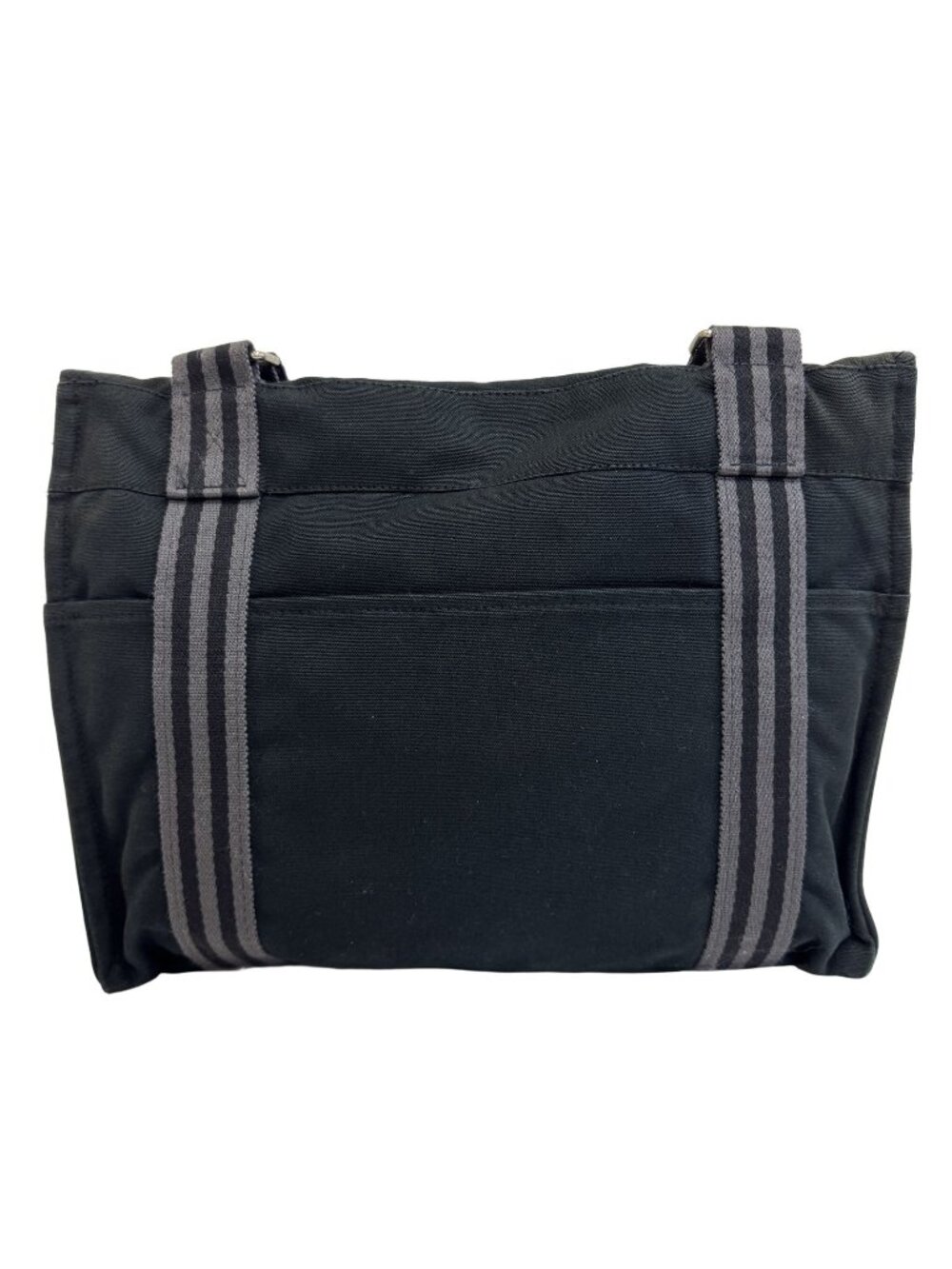 Hermes Fourre Tout Besace MM Shoulder Bag Canvas Black Flap Snap Button Closure